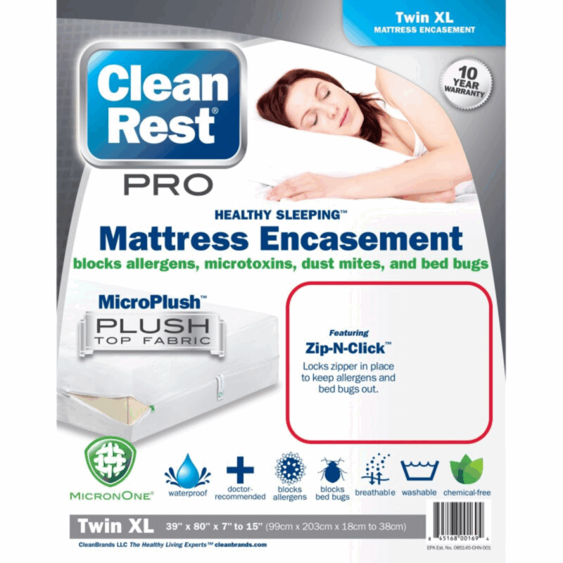 Housse 2en1 CleanRest Pro pour matelas et sommier, protection anti-punaises de lit 90-100x200 cm.