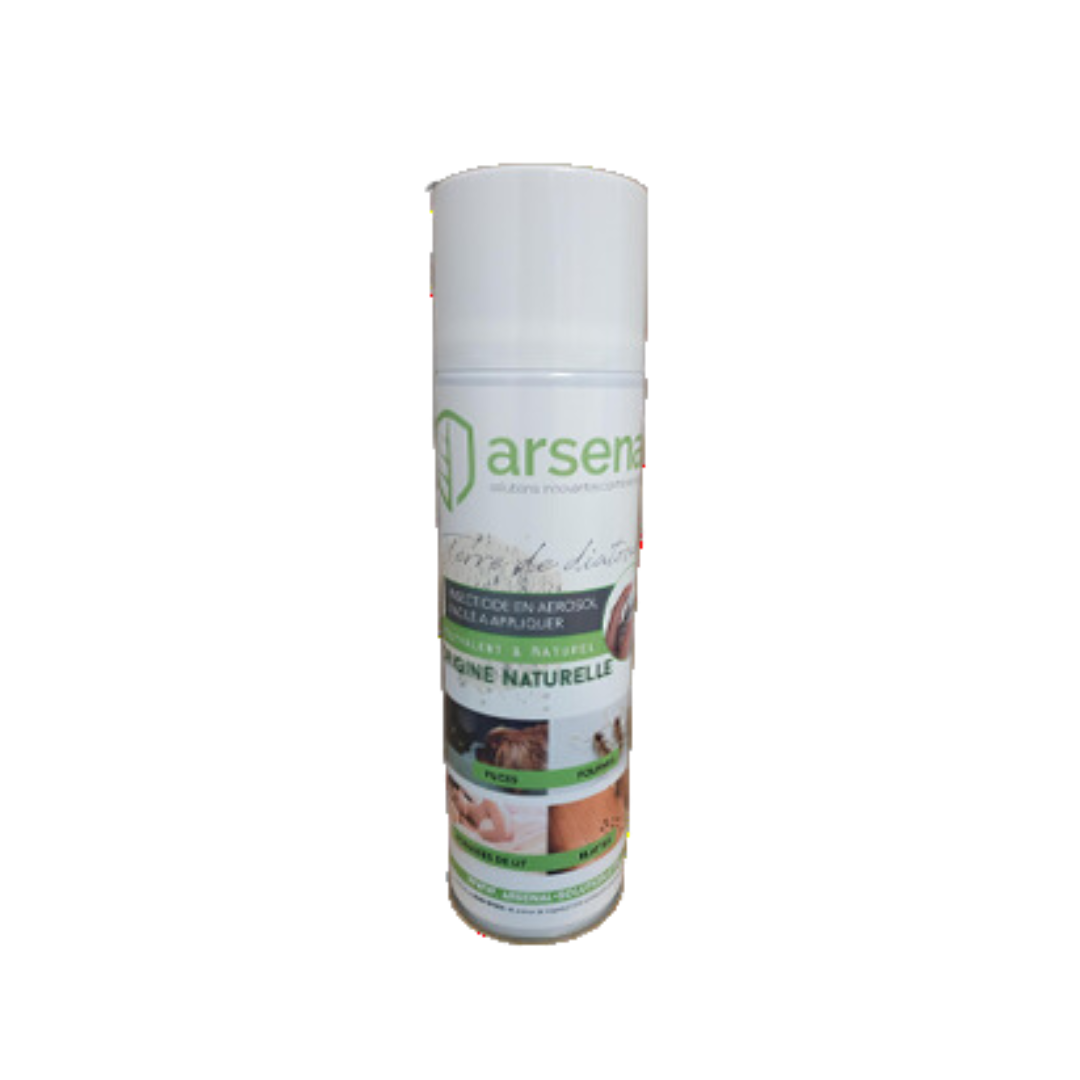Spray terre de diatomée Arsenal, solution anti-punaise de lit et insectes rampants.