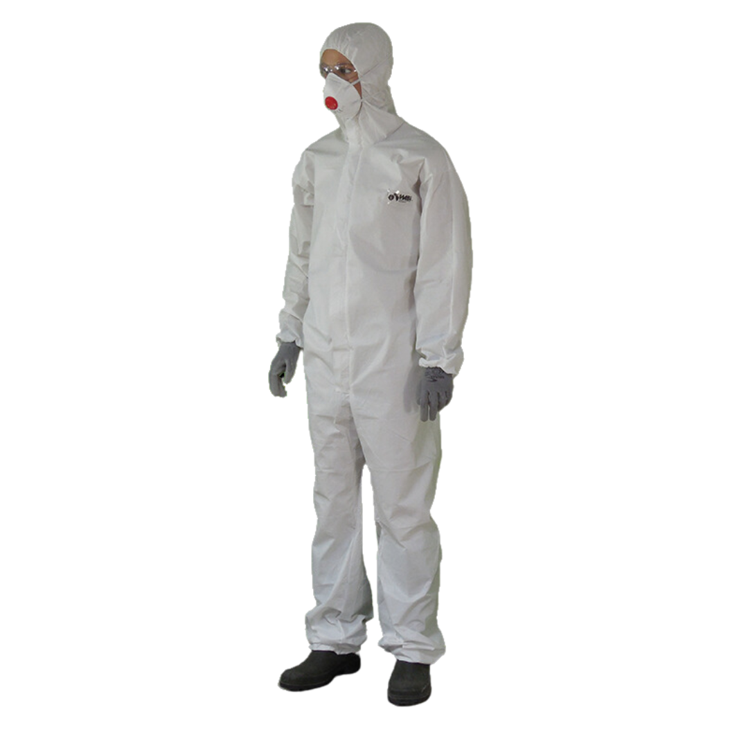 Combinaison chimique avec cagoule et poignets jersey, taille XL, protection type 5/6 contre les particules et éclaboussures.